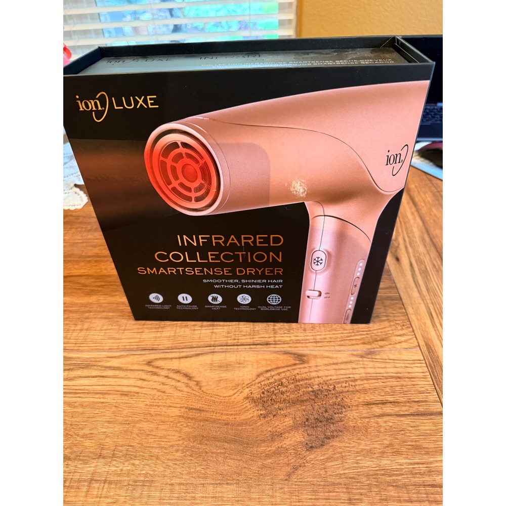 Ion Luxe Infrared Collection SmartSense Dryer Rose Gold Foldable Dual Voltage
